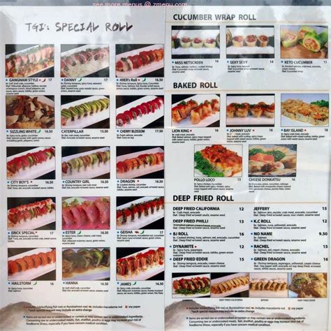 Online Menu of TGIÕs SUSHI TOO Restaurant, San Jose, .
